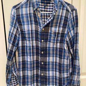 Boys flannel reversible button down shirt size large